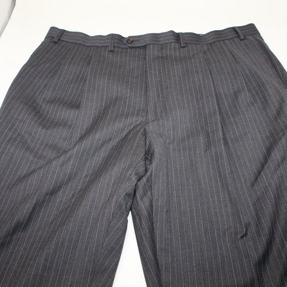 LAUREN Ralph Lauren Green Label Pleated NWT Mens 43 x 30 Gray Striped Wool Pants - Picture 6 of 8